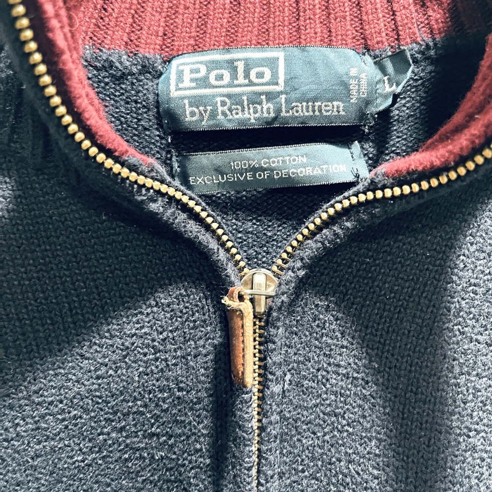 Ralph Lauren quarter zip navy sweater

Men’s size Large

Really great condition!